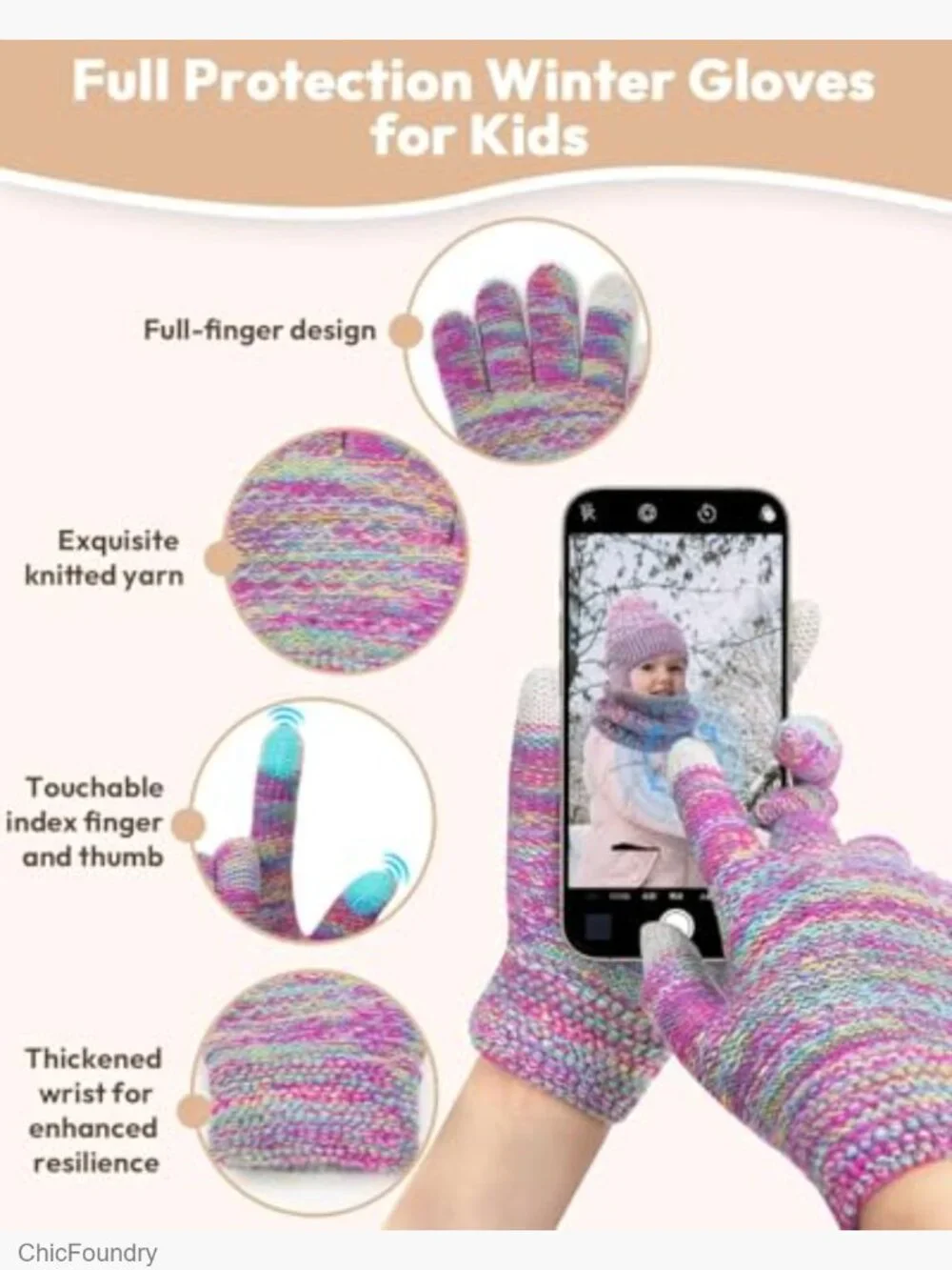 Kids Winter Hat Gloves Scarf Set Knit Beanie with Earflaps Mittens Neck Gaiter